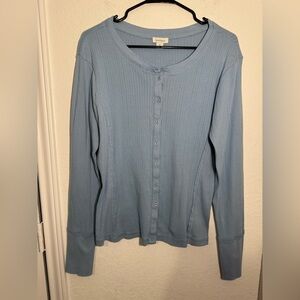 Sundance Pointelle Knit Baby Blue Button Front Cardigan Womens Size Medium